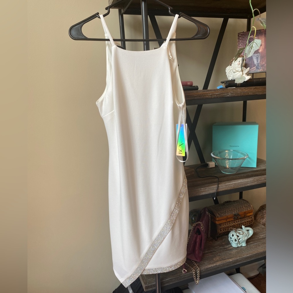 Off White special occasion dress with rhinestone detailing